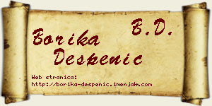 Borika Despenić vizit kartica